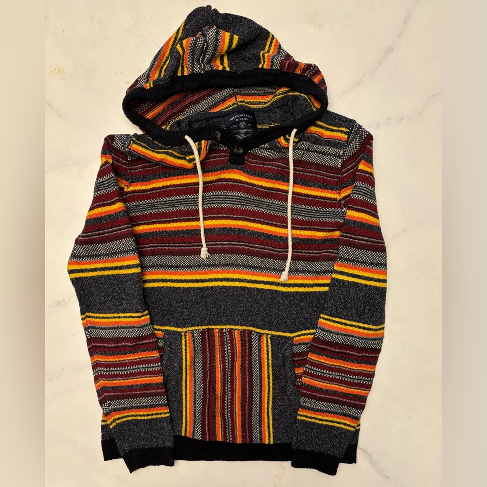 American Eagle Striped Poncho in good condition